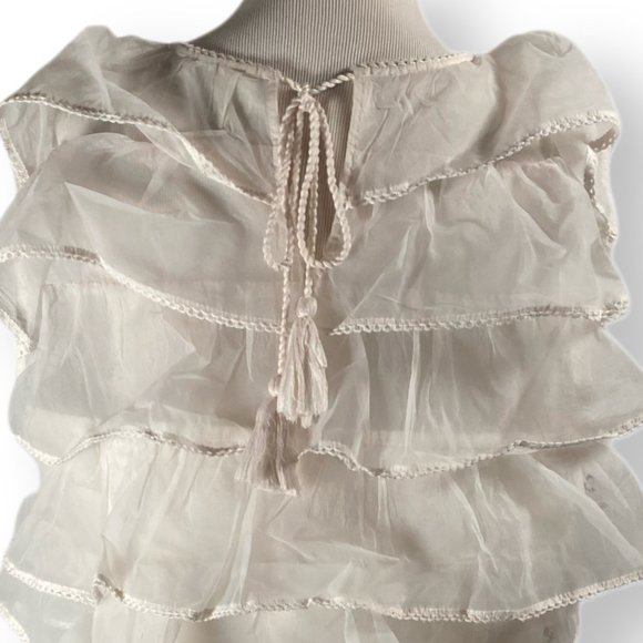 Anthropologie, Seen Worn Kept, EUC, Flutter, White, Sleeveless Ruffle, Top, Med - Picture 10 of 13